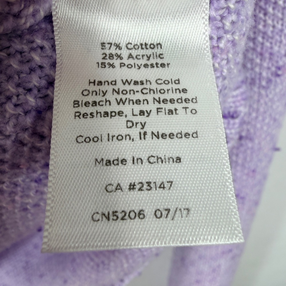 Talbots Sweater's Large Purple Excellent Cable Knit Yoke Cotton Blend Marl - Picture 5 of 7